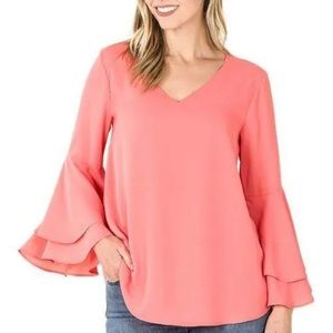 Coral Zenana women’s bell sleeve blouse